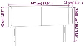sötétkék bársony LED-es fejtámla 147 x 16 x 78/88 cm