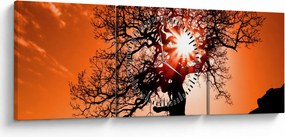 Kép - Tölgy napnyugtakor (órával) (90x30 cm)