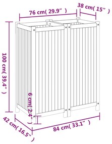 tömör akácfa kerti virágtartó béléssel 84 x 42 x 100 cm