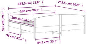 viaszbarna tömör fenyőfa ágy matrac nélkül 180 x 200 cm