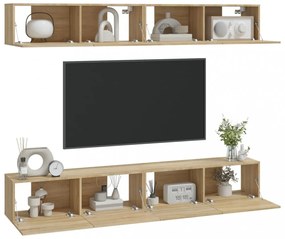 4 db sonoma tölgy színű fali TV-szekrény 100 x 30 x 30 cm