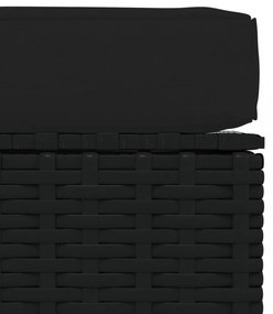 fekete polyrattan kerti lábtartó párnával 70 x 70 x 30 cm