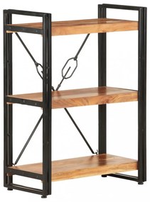 3 szintes tömör akácfa könyvespolc 60 x 30 x 80 cm