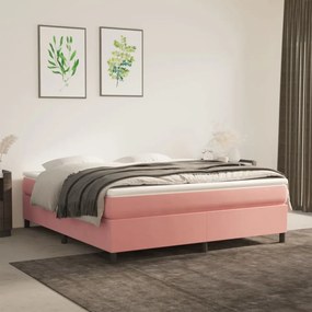 rózsaszín bársony rugós ágy matraccal 180x200 cm