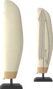 Outsunny Parasol Takaró Ø 400 cm Vízálló, Időjárásálló Parasol Takaró Cipzárral és Zsinórral Oxford Anyag UV-álló 220 × 56 cm Beigében | Aosom