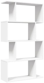 4 szintes fehér szerelt fa elválasztó könyvespolc 70x24x129 cm