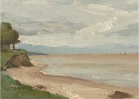 Üveg kép - Jean-Baptiste-Camille Corot, Beach Near Etretat, reprodukciók (70x50 cm)
