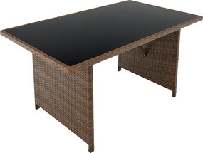 Kerti rattan szett, világosbarna/fekete, MADUL