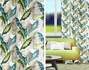 Függöny dekorációs szövet növények levelek mintával 280 cm széles barna zöld