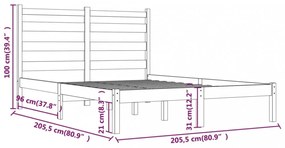fehér tömör fenyőfa ágykeret 200 x 200 cm