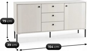 Kétajtós komód fiókokkal 154 cm kasmír színben bordázott fronttal – SOFT