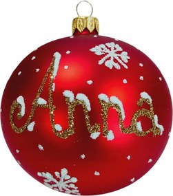 Névvel ellátott üveggömb 10 cm. Kézzel festett. Ajándék Karácsonyfadísz