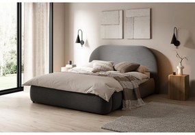 Franciaágy 140 cm Olivo P (ágyráccsal) (tárolóhellyel) (világos szürkés fekete + fekete). Akció -15%. 1100407