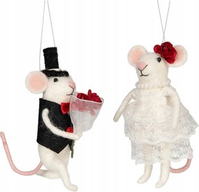 Karácsonyfa Bombák Medálok Egér Gyapjú Ifjú Pár Szett 2 db-os