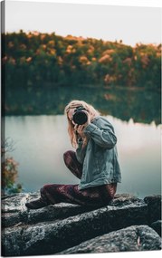 Vászonkép Emberek Nő fényképezőgéppel 50x80 cm