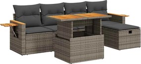 vidaXL 6 részes szürke polyrattan kerti ülőgarnitúra párnákkal