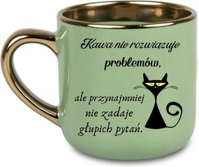 Elegáns bögre „a kávé nem oldja meg a problémákat” macska, humor 400 Zöld
