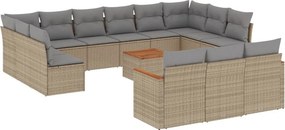 vidaXL 14 részes vegyes bézs polyrattan kerti ülőgarnitúra párnával