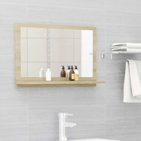 Sonoma-tölgy színű forgácslap fürdőszobai tükör 60x10,5x37 cm