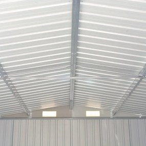 antracitszürke fém kerti fészer 257 x 489 x 181 cm