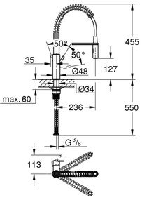 GROHE 30361000 - Konyhai csaptelep GET 455 mm, fényes króm