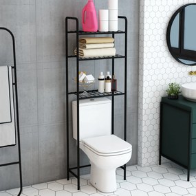 [en.casa] Polc WC fölé Nordborg 161 x 52,5 x 24,5 cm fekete fém