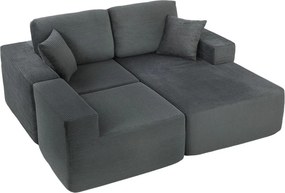 HOMCOM Moduláris Sarokkanapé, L alakú kanapéágy mély Üléssel, széles karfával, 2 párnával, sötétszürke