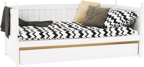 Ágy pótággyal, tűnyalábos fenyőfa, fehér, 90x200, GLAMIS