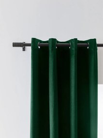 Sötétzöld VELVET sötétítő függöny 140x250 cm Felfüggesztés: Fém gyűrűk