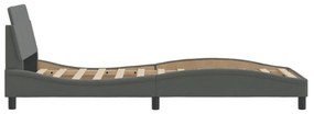 sötétszürke szövet ágykeret matrac nélkül 90x190 cm