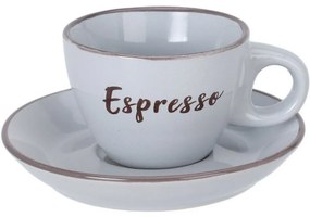 EspressokKőagyag csésze csészealjjal, 100 ml, világosszürke