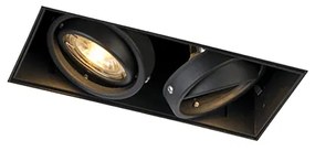 Süllyesztett spot fekete, forgatható és dönthető szegély nélküli 2-lámpa - Oneon 2