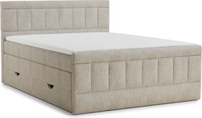 Bézs ágyneműtartós boxspring ágy 200x200 cm Caya – Maison de Rêve