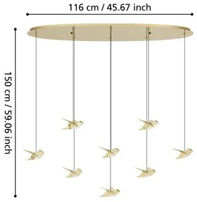 Eglo 390397 - LED Dimmelhető csillár zsinóron PARATEBUENO 8xLED/4,2W/230V arany