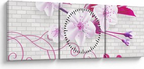 Virággal ellátott gally képe (órával) (90x30 cm)
