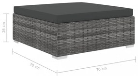 5-részes szürke polyrattan kerti bútorszett párnákkal