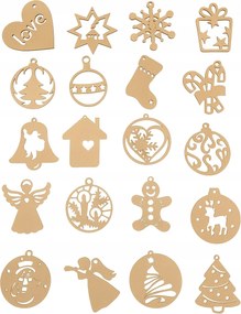 Fa Karácsonyfa Bombák karácsonyi dekoráció 20 db különböző minták