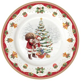 Karácsonyi télapós porcelán desszertes tányér