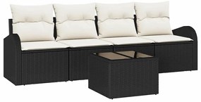 Kerti Kanapé Szett 5 pcs Fekete 55 x 55 x 37 cm Poli rattan
