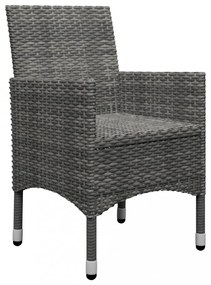 3 részes szürke polyrattan és akácfa bisztrószett