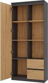 MIX RS-80 Bily gardróbszekrény, antracit-tölgy