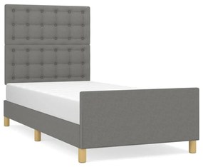 sötétszürke szövet ágykeret fejtámlával 90 x 200 cm
