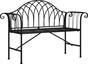 vidaXL kétszemélyes fekete acél kerti pad 128 cm