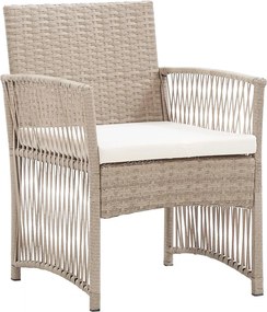 vidaXL 2 db bézs polyrattan kerti karosszék párnákkal
