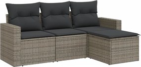 vidaXL 4 részes szürke polyrattan kerti ülőgarnitúra párnákkal