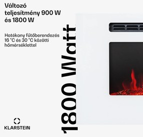 Klarstein Galeras, elektromos fali és beépített kandalló, 1800 W, LED, 3 szín, időzítő