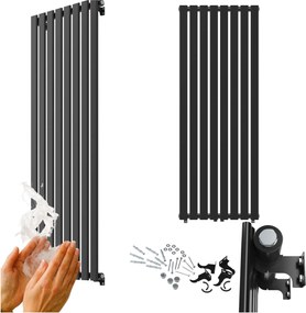 Dekoratív függőleges radiátor 1600x600 Fekete radiátor 1036W panel Fero