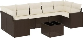 vidaXL 8 részes barna polyrattan kerti ülőgarnitúra párnákkal
