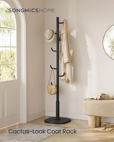 Kaktusz alakú ruhafogas állvány, 175,3 cm magas, fekete tintaszínben