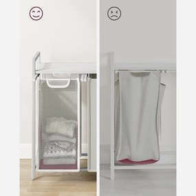 Szennyestartó, 3 rekeszes szennyeskosár fém kerettel, fehér